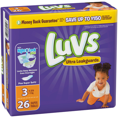 Luvs Diapers, Convenience Pack Size 3, PK104 79019